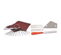 Rfeeuubft 1 set Guitar Bridge Saddle Nut Files Set, Silver & 1 set Stainless Steel Guitar Fret File+Fret Rocker Level+Fingerboard Protector Guitar Luthier Tool