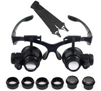 Rfeeuubft 10X 15X 20X 25X LED Magnifier Illuminated Double Eye Glass Jeweler Loupe Repair Headband Magnifying for Watch Make