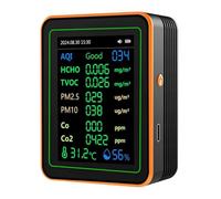 Rfeeuubft 12 in 1 Air Quality Monitor PM2.5 PM10 Particle Counter with Alarm CO Detector CO Meter for Home Office or School Black