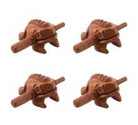 Rfeeuubft 4X Carved Croaking Wood Percussion Musical Sound Wood Frog Tone Block Toys