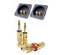 Rfeeuubft 6 Pcs Accessories: 4 Pcs Gold Plated Banana Plugs 4Mm LL68-4BP1 & 2 Pcs Car Stereo Screw Cup Connectors Subwoofer Plugs 2-Way Speaker Box Terminal Binding Post