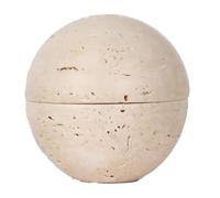 Rfeeuubft Beige Travertine Sphere Incense Burner Natural Marble Stone Home Decoration, Religious Round Ornament B