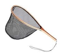 Rfeeuubft Fly Fishing Landing Net Wooden Handle Nylon Landing Handle Trout Mesh Fish Catch Release Scoop Fishing Tool