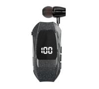 Rfeeuubft Retractable Wireless Earphones Business Lavalier Earphones LED Digital Display Suitable for Sport Training DrivingWork,A