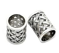 Rfeeuubft Vintage Antique Bronze Hair Braid Beard Dreadlock Beads Rings Tube Viking Rune Charm Pendant for DIY Necklace Jewellery, Alloy Steel