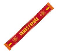 RFEF Spain Scarf 2026 - Official Spanish Team Scarf - Red Design with Yellow Details, RFEF Crest and Yellow Fringes