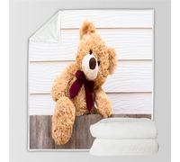 RFFLUX 3D Bear Throw Blankets 100x130 cm Soft Warm Cozy Microfiber Flannel Fleece Bear Blanket Sofa Lightweight Summer Machine Washable Bedspread for Bed and Couch(Style 27-12)