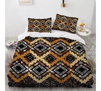 RFFLUX 3D Boho Double Bedding Duvet Cover Set 3 Pieces 200x200 Soft Microfiber Easy Care Geometry Aesthetic Comforter Quilt Cover with 2 Pillowcase for Room Decor（Style 199-18）