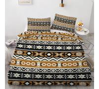 RFFLUX 3D Boho King size Bedding Sets 3 Pieces 220x230 Ultra Soft Microfiber Reversible Retro Geometric Duvet Cover with Zipper Closure Easy Care Quilt Cover with 2 Pillowcase（Style 53-11）