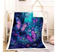 RFFLUX 3D Butterfly Throw Blanket 150x200 cm Winter Soft Warm Cozy Flower, Aesthetic Sherpa Blanket Sofa Lightweight Microfiber Machine Washable Bedspread for Bed and Couch（Style 209-6）