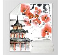 RFFLUX 3D Cherry Blossoms Throw Blankets 150x200 cm Soft Warm Cozy Microfiber Flannel Fleece Japanese Style Blanket Sofa Lightweight Summer Machine Washable Bedspread for Bed and Couch（Style 3-9）