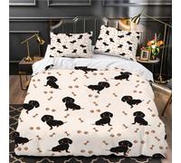 RFFLUX 3D Dachshund Double Bedding Duvet Cover Set 3 Pieces 200x200 Soft Microfiber Sausage Dog Comforter Cover with Zipper Easy Care Quilt Cover with 2 Pillowcase for Room Decor(Style 25-5)