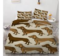 RFFLUX 3D Dachshund King size Bedding Sets 3 Pieces 220x230 Ultra Soft Microfiber Reversible Sausage Dog Duvet Cover with Zipper Closure Easy Care Quilt Cover with 2 Pillowcase（Style 47-8）
