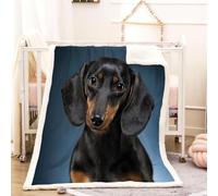 RFFLUX 3D Dachshund Throw Blanket 130x150 cm Winter Soft Warm Cozy Sausage Dog Sherpa Blanket Sofa Lightweight Microfiber Machine Washable Bedspread for Bed and Couch（Style 15-7）