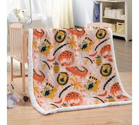 RFFLUX 3D Dino Throw Blanket 150x200 cm Winter Soft Warm Cozy Cute Lion Sherpa Blanket Sofa Lightweight Microfiber Machine Washable Bedspread for Bed and Couch（Style 119-20）