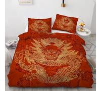 RFFLUX 3D Dragon King size Bedding Sets 3 Pieces 220x230 Ultra Soft Microfiber Reversible Chinese Style Duvet Cover with Zipper Closure Easy Care Quilt Cover with 2 Pillowcase（Style 60-18）
