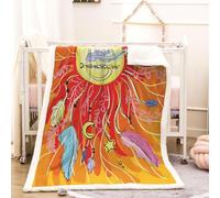 RFFLUX 3D Dreamcatcher Throw Blanket 130x150 cm Winter Soft Warm Cozy Boho Sherpa Blanket Sofa Lightweight Microfiber Machine Washable Bedspread for Bed and Couch（Style 132-4）