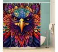RFFLUX 3D Eagle Shower Curtain 180x180 cm Abstract Aesthetic Shower Curtain Quick Drying 100% Polyester Fabric Waterproof Washable Bath Curtains for Shower with 12 Rings（Style 223-5）