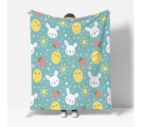 RFFLUX 3D Easter Throw Blankets 100x130 cm Soft Warm Cozy Microfiber Flannel Fleece Cute Bunny Blanket Sofa Lightweight Summer Machine Washable Bedspread for Bed and Couch（Style 162-10）