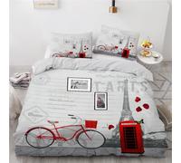 RFFLUX 3D Eiffel Tower Single Duvet Cover Set 2 Pieces 135x200 Soft Microfiber Reversible Quilt Cover with Zipper Closure Easy Care Paris Bedding Set with 2 Pillowcase（Style 32-7）