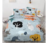 RFFLUX 3D Elephant Super king size Duvet Cover Sets 3 Pieces 220x260 Soft Microfiber Cute Elephant Quilt Cover with Zipper Closure Easy Care Reversible Bed Set with 2 Pillowcase（Style 101-4）