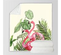 RFFLUX 3D Flamingo Throw Blankets 150x200 cm Soft Warm Cozy Microfiber Flannel Fleece Palm Leaves Blanket Sofa Lightweight Summer Machine Washable Bedspread for Bed and Couch(Style 35-12)