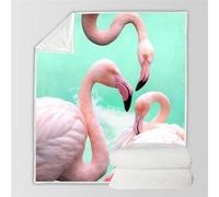 RFFLUX 3D Flamingo Throw Blankets 220x240 cm Soft Warm Cozy Microfiber Flannel Fleece Flamingo Blanket Sofa Lightweight Summer Machine Washable Bedspread for Bed and Couch(Style 17-7)