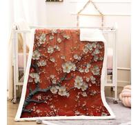 RFFLUX 3D Flower Throw Blanket 130x150 cm Winter Soft Warm Cozy Abstract Aesthetic Sherpa Blanket Sofa Lightweight Microfiber Machine Washable Bedspread for Bed and Couch（Style 202-10）