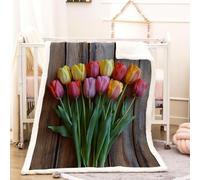 RFFLUX 3D Flower Throw Blanket 130x150 cm Winter Soft Warm Cozy Multicolor, Flower Sherpa Blanket Sofa Lightweight Microfiber Machine Washable Bedspread for Bed and Couch（Style 208-19）