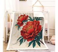 RFFLUX 3D Flower Throw Blanket 150x200 cm Winter Soft Warm Cozy Retro Floral Sherpa Blanket Sofa Lightweight Microfiber Machine Washable Bedspread for Bed and Couch（Style 204-18）