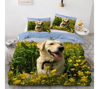 RFFLUX 3D Golden Retriever King size Bedding Sets 3 Pieces 220x230 Ultra Soft Microfiber Reversible Dog Duvet Cover with Zipper Closure Easy Care Quilt Cover with 2 Pillowcase（Style 51-7）