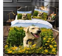 RFFLUX 3D Golden Retriever Single Duvet Cover Set 2 Pieces 135x200 Soft Microfiber Quilt Cover with Zipper Closure Easy Care Dog Bedding Set with Pillowcase for Boys Girls Teens（Style 51-8）