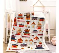 RFFLUX 3D Japan Style Throw Blanket 150x200 cm Winter Soft Warm Cozy Architecture Sherpa Blanket Sofa Lightweight Microfiber Machine Washable Bedspread for Bed and Couch（Style 136-16）