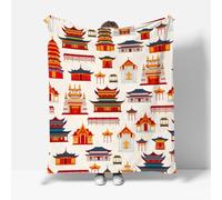 RFFLUX 3D Japan Style Throw Blankets 130x150 cm Soft Warm Cozy Microfiber Flannel Fleece Architecture Blanket Sofa Lightweight Summer Machine Washable Bedspread for Bed and Couch（Style 136-16）