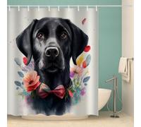 RFFLUX 3D Labrador Retriever Shower Curtain 180x180 cm Cute Dog Shower Curtain Quick Drying 100% Polyester Fabric Waterproof Washable Bath Curtains for Shower with 12 Rings（Style 36-9）