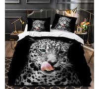 RFFLUX 3D Leopard King size Bedding Sets 3 Pieces 220x230 Ultra Soft Microfiber Animals Leopard Duvet Cover with Zipper Closure Easy Care Quilt Cover with 2 Pillowcase for Room Decor（Style 102-18）