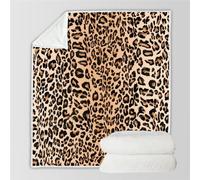 RFFLUX 3D Leopard Print Throw Blankets 100x130 cm Soft Warm Cozy Microfiber Flannel Fleece Leopard Print Blanket Sofa Lightweight Summer Machine Washable Bedspread for Bed and Couch（Style 21-3）
