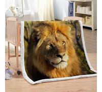 RFFLUX 3D Lion Throw Blanket 150x200 cm Winter Soft Warm Cozy Animal Lion Sherpa Blanket Sofa Lightweight Microfiber Machine Washable Bedspread for Bed and Couch（Style 118-1）