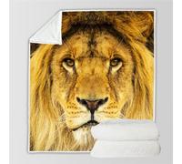 RFFLUX 3D Lion Throw Blankets 150x200 cm Soft Warm Cozy Microfiber Flannel Fleece Animals Lions Blanket Sofa Lightweight Summer Machine Washable Bedspread for Bed and Couch(Style 6-7)
