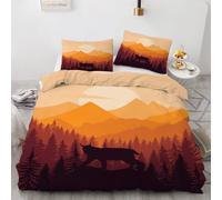 RFFLUX 3D Lynx King size Bedding Sets 3 Pieces 220x230 Ultra Soft Microfiber Reversible Abstract Sunset Duvet Cover with Zipper Closure Easy Care Quilt Cover with 2 Pillowcase（Style 100-14）