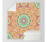 RFFLUX 3D Mandala Throw Blankets 100x130 cm Soft Warm Cozy Microfiber Flannel Fleece Boho Flowers Blanket Sofa Lightweight Summer Machine Washable Bedspread for Bed and Couch（Style 74-15）