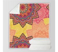RFFLUX 3D Mandala Throw Blankets 220x240 cm Soft Warm Cozy Microfiber Flannel Fleece Retro Floral Blanket Sofa Lightweight Summer Machine Washable Bedspread for Bed and Couch（Style 61-4）