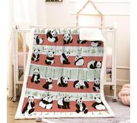 RFFLUX 3D Panda Throw Blanket 150x200 cm Winter Soft Warm Cozy Cartoon Panda Sherpa Blanket Sofa Lightweight Microfiber Machine Washable Bedspread for Bed and Couch（Style 138-14）