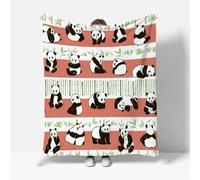 RFFLUX 3D Panda Throw Blankets 100x130 cm Soft Warm Cozy Microfiber Flannel Fleece Cartoon Panda Blanket Sofa Lightweight Summer Machine Washable Bedspread for Bed and Couch（Style 138-14）