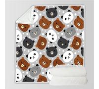 RFFLUX 3D Panda Throw Blankets 150x200 cm Soft Warm Cozy Microfiber Flannel Fleece Cute Bear Blanket Sofa Lightweight Summer Machine Washable Bedspread for Bed and Couch（Style 112-13）