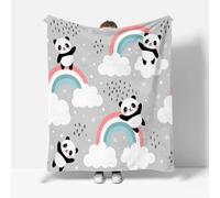 RFFLUX 3D Panda Throw Blankets 150x200 cm Soft Warm Cozy Microfiber Flannel Fleece Cute Panda Blanket Sofa Lightweight Summer Machine Washable Bedspread for Bed and Couch（Style 159-4）