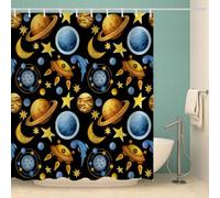 RFFLUX 3D Planet Shower Curtain 180x180 cm Universe Starry Sky Shower Curtain Quick Drying 100% Polyester Fabric Waterproof Washable Bath Curtains for Shower with 12 Rings（Style 147-6）
