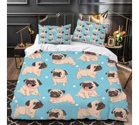 RFFLUX 3D Printed Pug King size Bedding Sets 3 Pieces 220x230 Ultra Soft Microfiber Pug Duvet Cover with Zipper Closure Easy Care Quilt Cover with 2 Pillowcase for Adults Room Decor（Style 4-3）