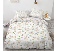 RFFLUX 3D Rabbit Bedding Sets King size 3 Pieces 220x230 Ultra Soft Reversible Cute Bunny Duvet Cover with Zipper Closure Easy Care Quilt Cover with 2 Pillowcase（Style 207-17）