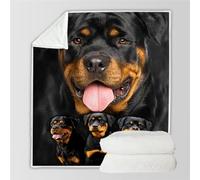 RFFLUX 3D Rottweiler Throw Blankets 150x200 cm Soft Warm Cozy Microfiber Flannel Fleece Dog Blanket Sofa Lightweight Summer Machine Washable Bedspread for Bed and Couch（Style 31-6）